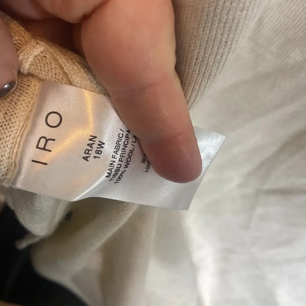 IRO women’s large aran mixed ecru 100% capsule minimalist sweater cozy winter - Picture 8 of 8